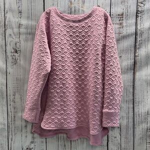 St. John's Bay Active NWT Victorian Purple Lilac Quilted Sweatshirt Tunic Top